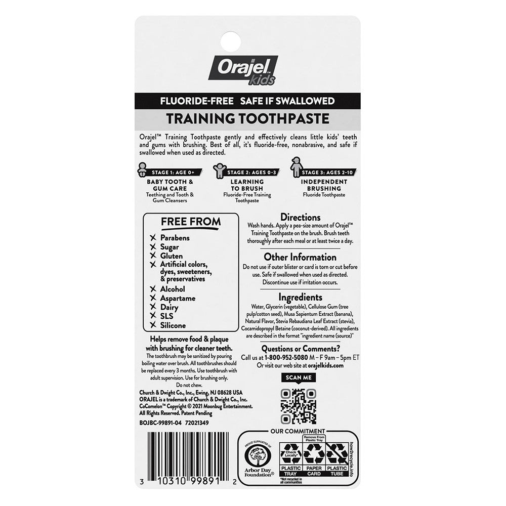 Orajel Kids Stage 2 Natural CoComelon Toothbrush and Training Toothpaste, Watermelon Flavor, 1.5 Oz