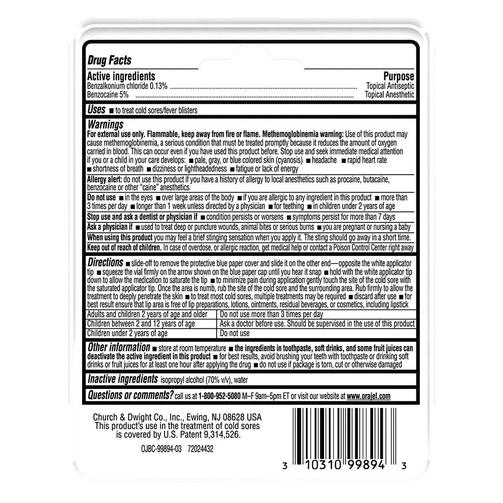 Orajel Touch Free Cold Sore Treatment Applicator, 6 Ea