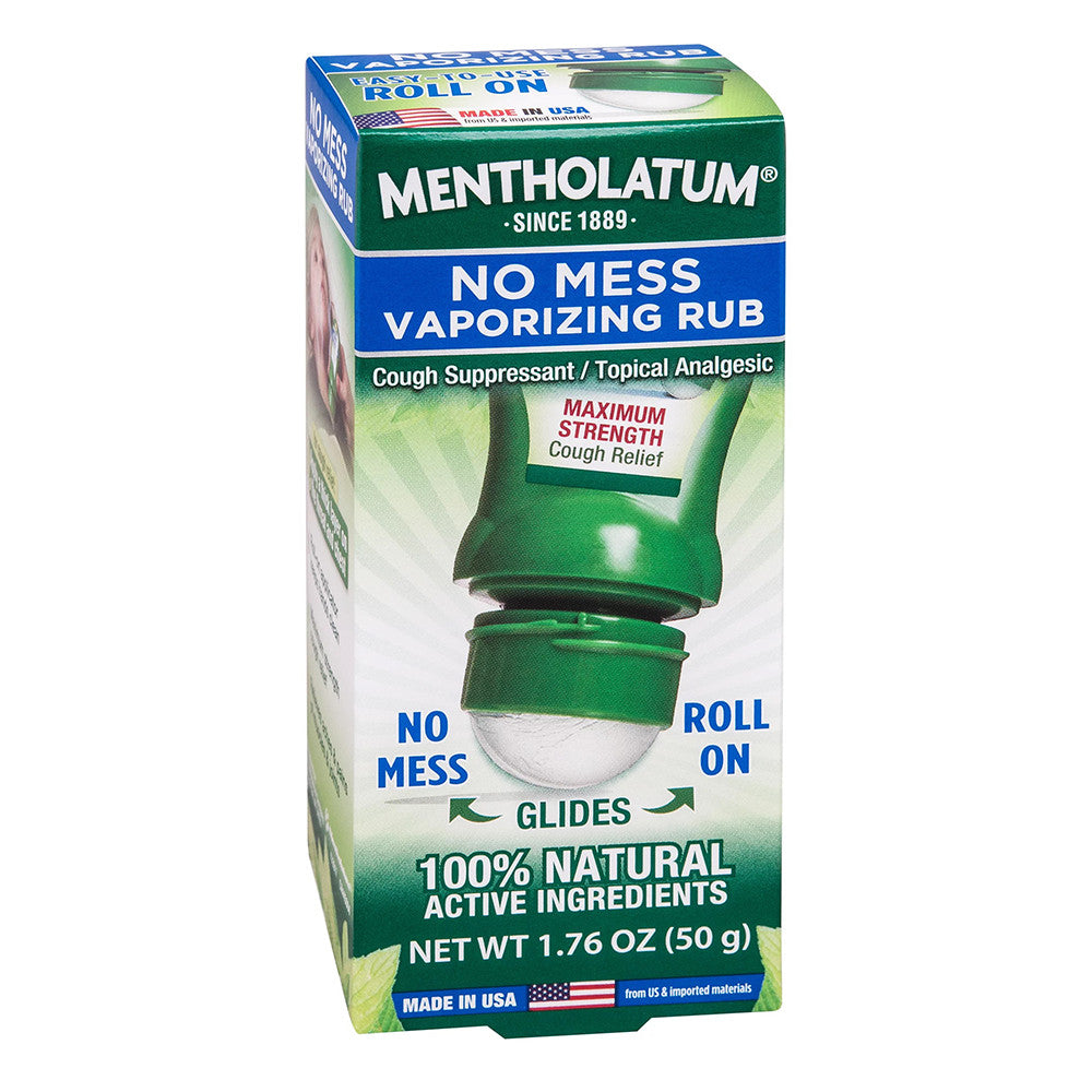 Mentholatum No Mess Vaporizing Rub Roll On, Cough Relief, 1.76 Oz