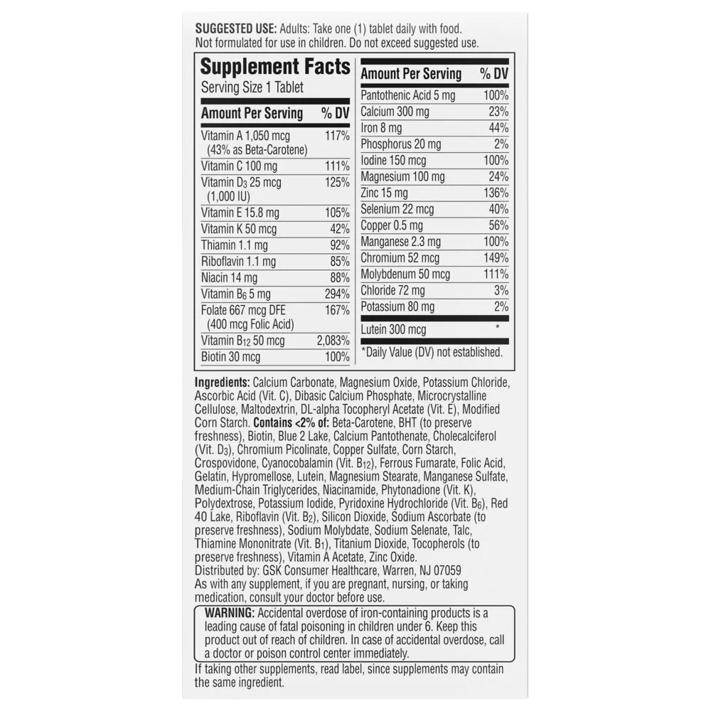 Centrum Silver Women 50 Plus Multivitamin and Multimineral Supplement Tablets, 100 Ea