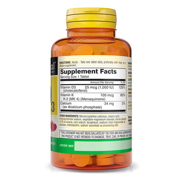 Mason Natural Vitamin K2 100 Mcg Plus D3 1000 Iu Tablets, 100 Ea