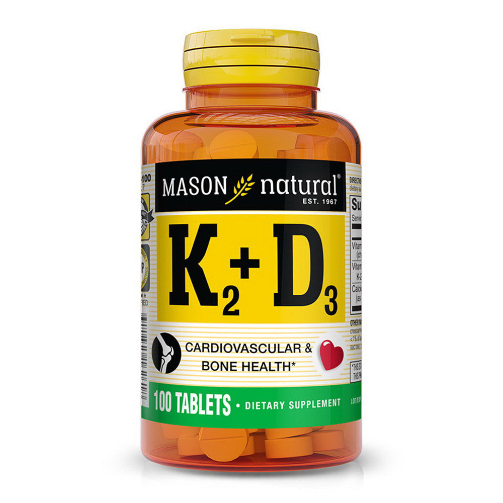 Mason Natural Vitamin K2 100 Mcg Plus D3 1000 Iu Tablets, 100 Ea