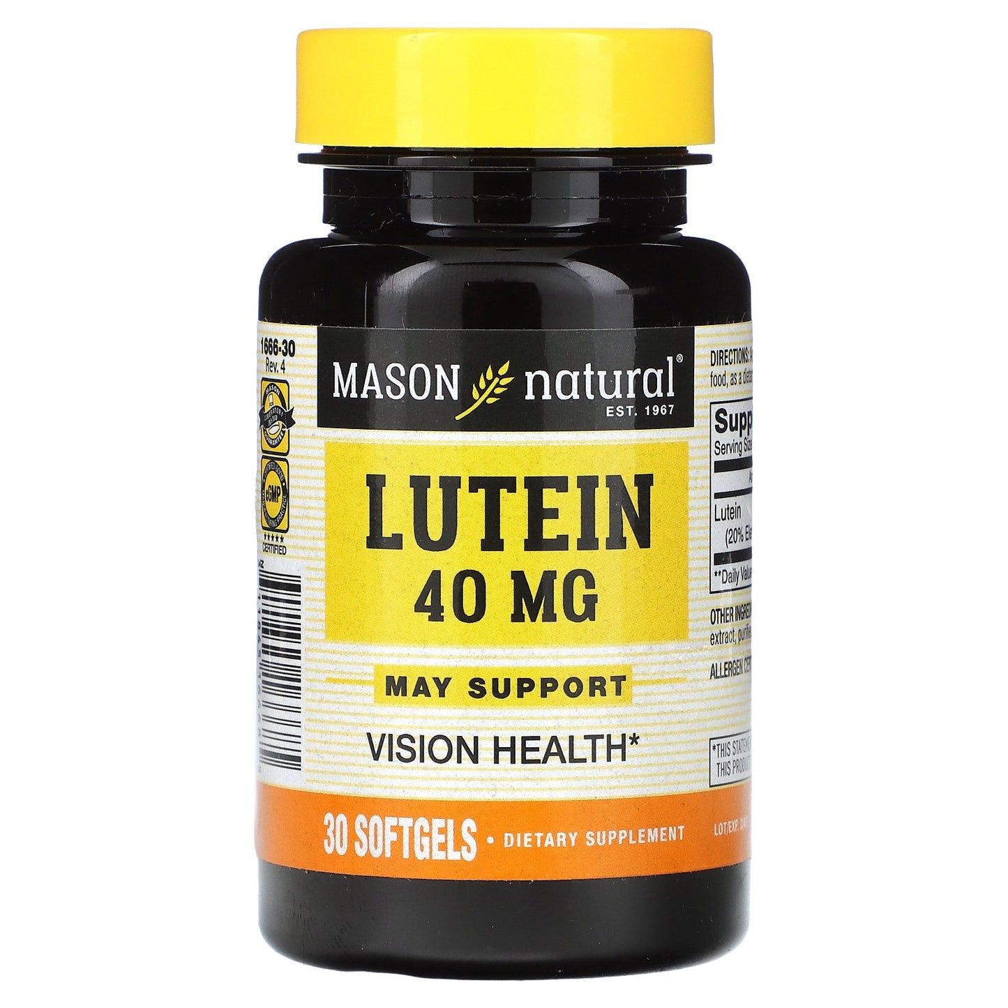 Mason Natural Lutein 40 Mg Ultra Strength Soft Gels - 30 Ea