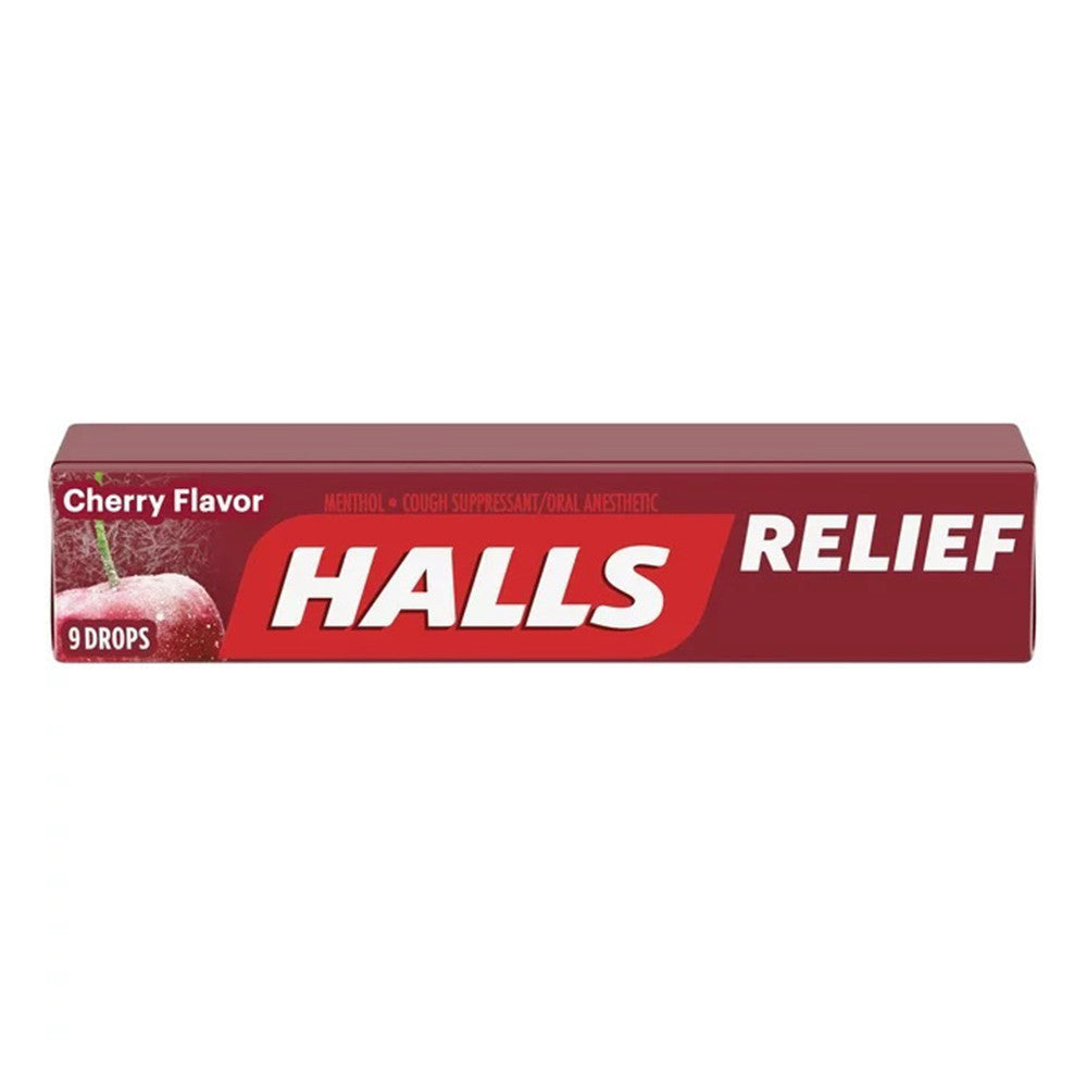 Halls Mentho Lyptus Cough and Sore Throat Drops, Cherry, 9 Roll, 20 Packs