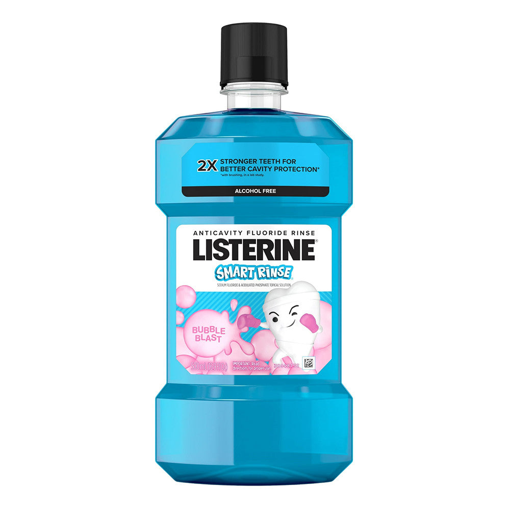 Listerine Smart Rinse Kids Fluoride Anticavity Mouthwash, Bubble Blast Flavor, 500 Ml