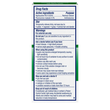 Visine Allergy Relief Multi-Action Antihistamine Eye Drops, Red, Itchy Eyes, 0.5 Oz