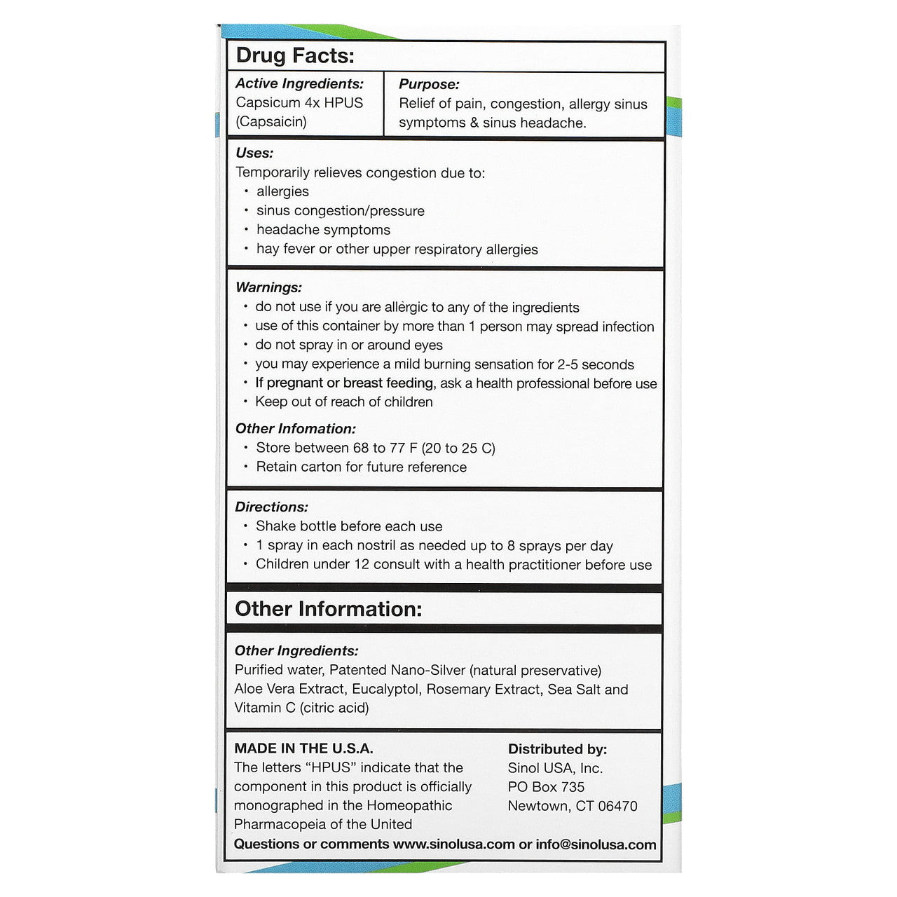 Sinol M Fast Allergy And Sinus Relief All Natural Nasal Spray With Mucoad, 15 Ml