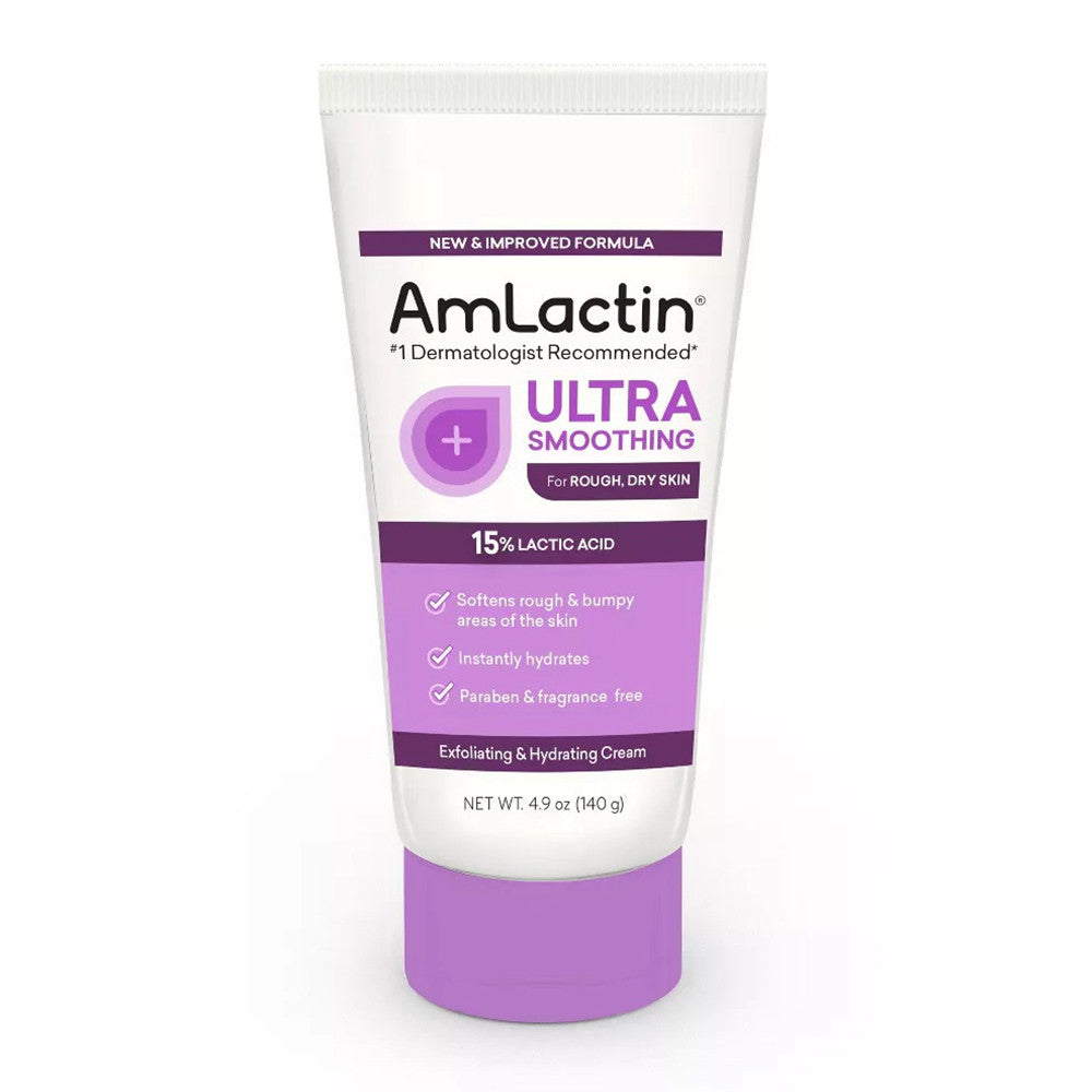 AmLactin Ultra Smoothing Intensely Hydrating And Moisturizing Cream For Dry Skin, Unscented, 4.9 Oz