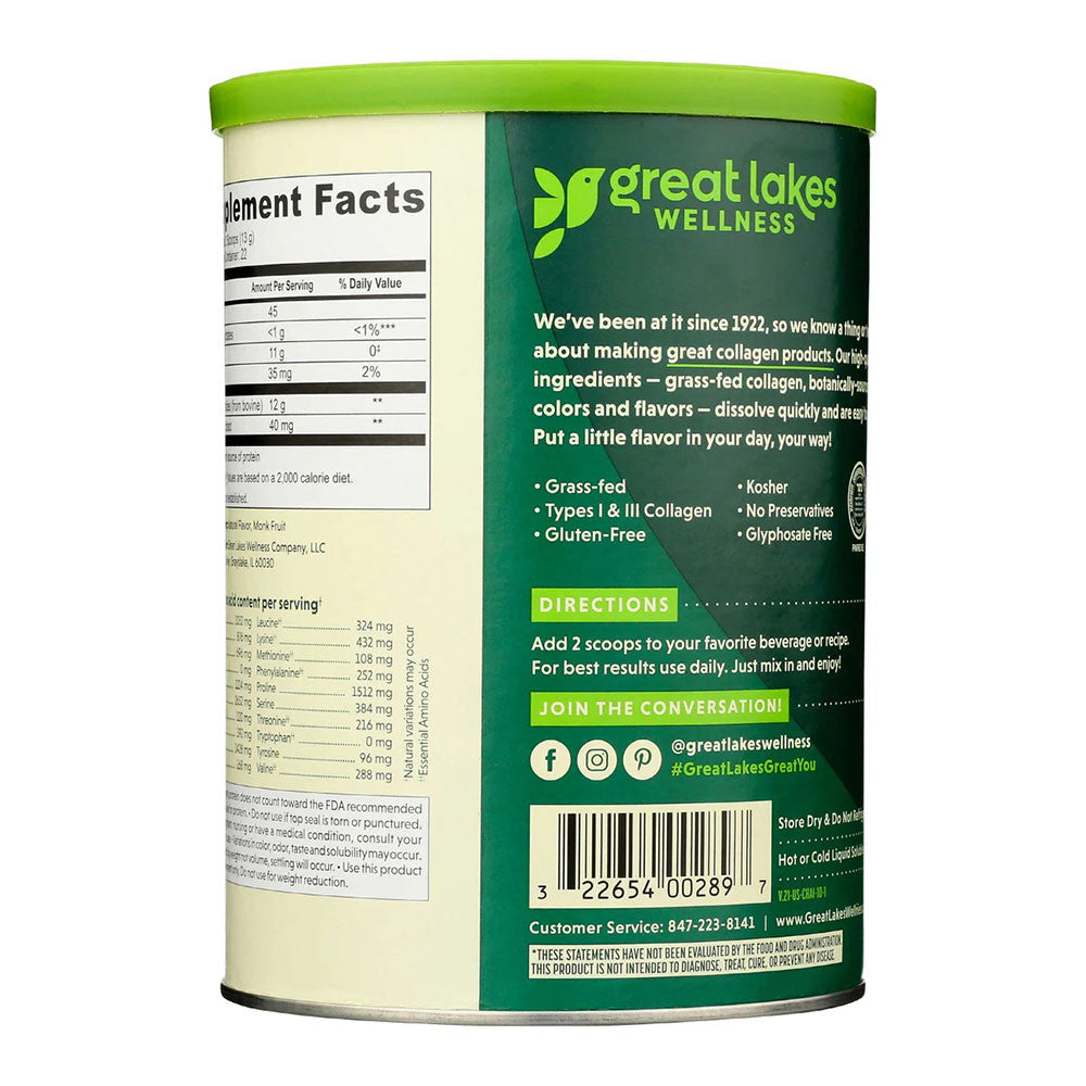 Great Lakes Wellness Collagen Peptides Powder, Healthy Skin, Hair, Nail and Joints, Chai, 10 Oz