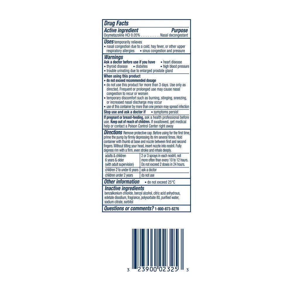 Vicks Sinex 12 Hour Decongestant Ultra Fine Mist Nasal Spray, 0.5 oz