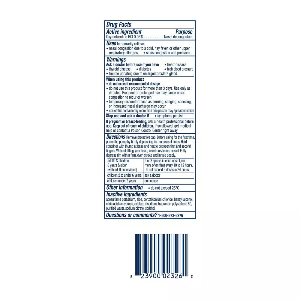 Vicks Sinex 12 Hour Decongestant Ultra Fine Mist Moisturizing Nasal Spray, 0.5 oz