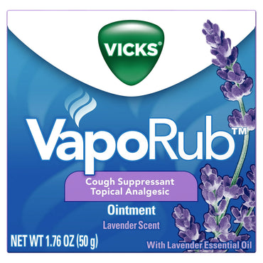 Vicks Vaporub Soothing Cough Suppressant Tripical Analgesic Ointment, Lavender Scent, 1.76 oz
