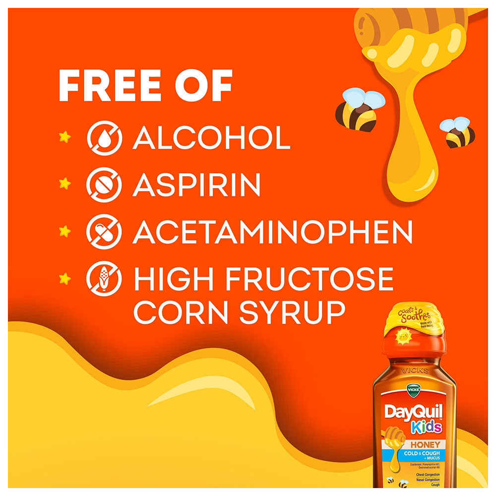 Vicks Kids Dayquil Honey Cold and Cough Liquid Medicine, 8 Oz