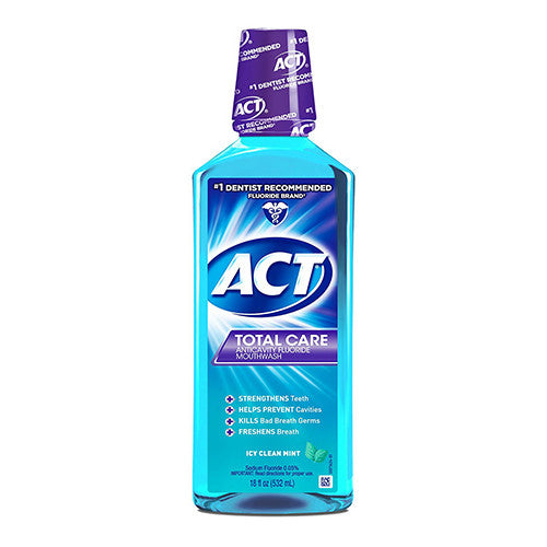 Act Total Care Anticavity Fluoride Mouthwash, Icy Clean Mint, 18 oz