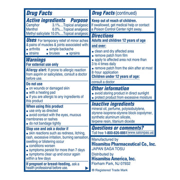 Salonpas Pain Relief Patches For relief of aches & pains 2.83 X 1.81 In, 60 ea