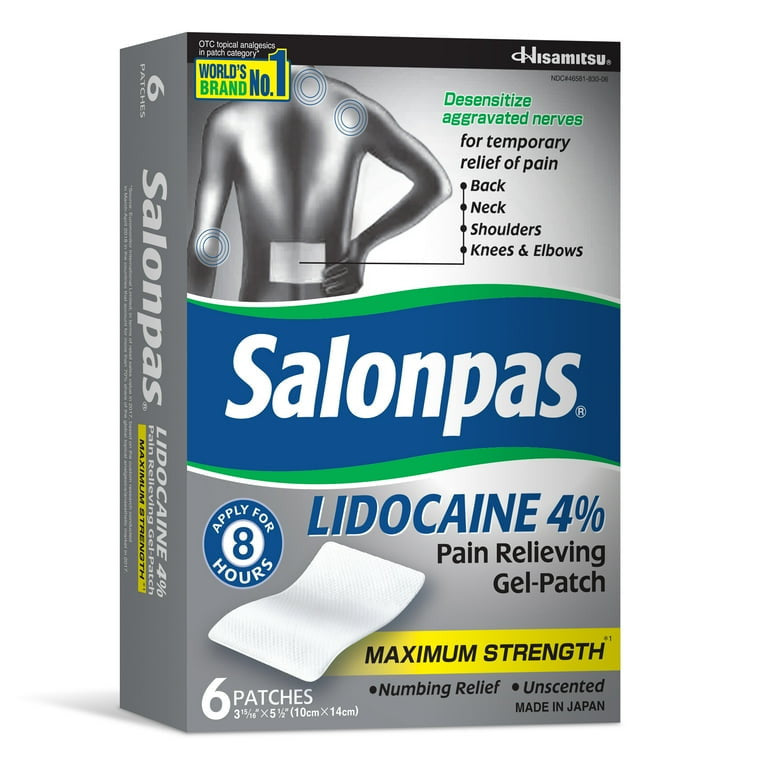 Salonpas Lidocaine Pain Relieving Maximim Strength Gel-Patch, 6 Ea