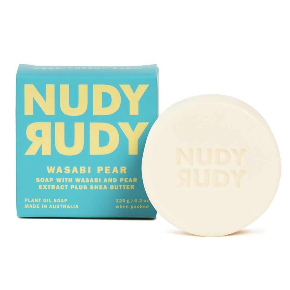 Nudy Rudy Bar Soap with Wasabi and Pear Extract plus Shea Butter 4.2Oz (120g)