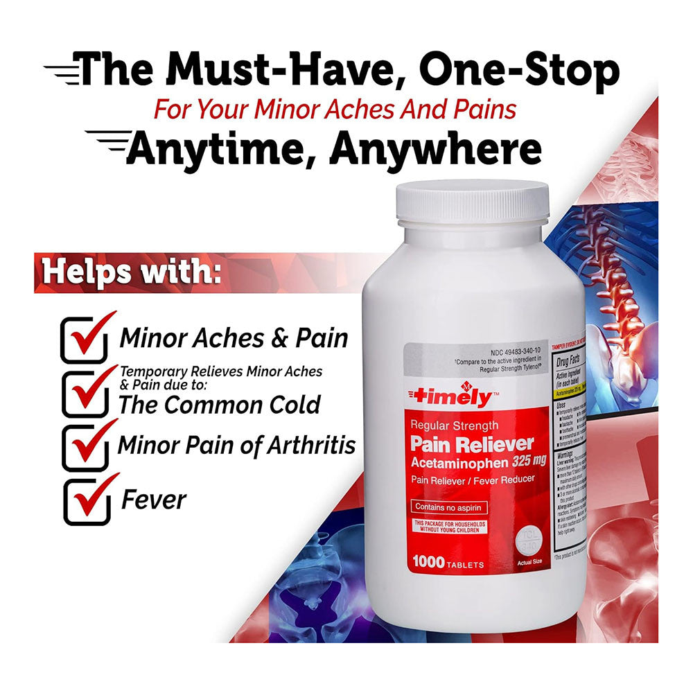 Timely by Time Cap Labs, Regular Strength Pain Relief Tablet, 325 MG, 1000 Ea