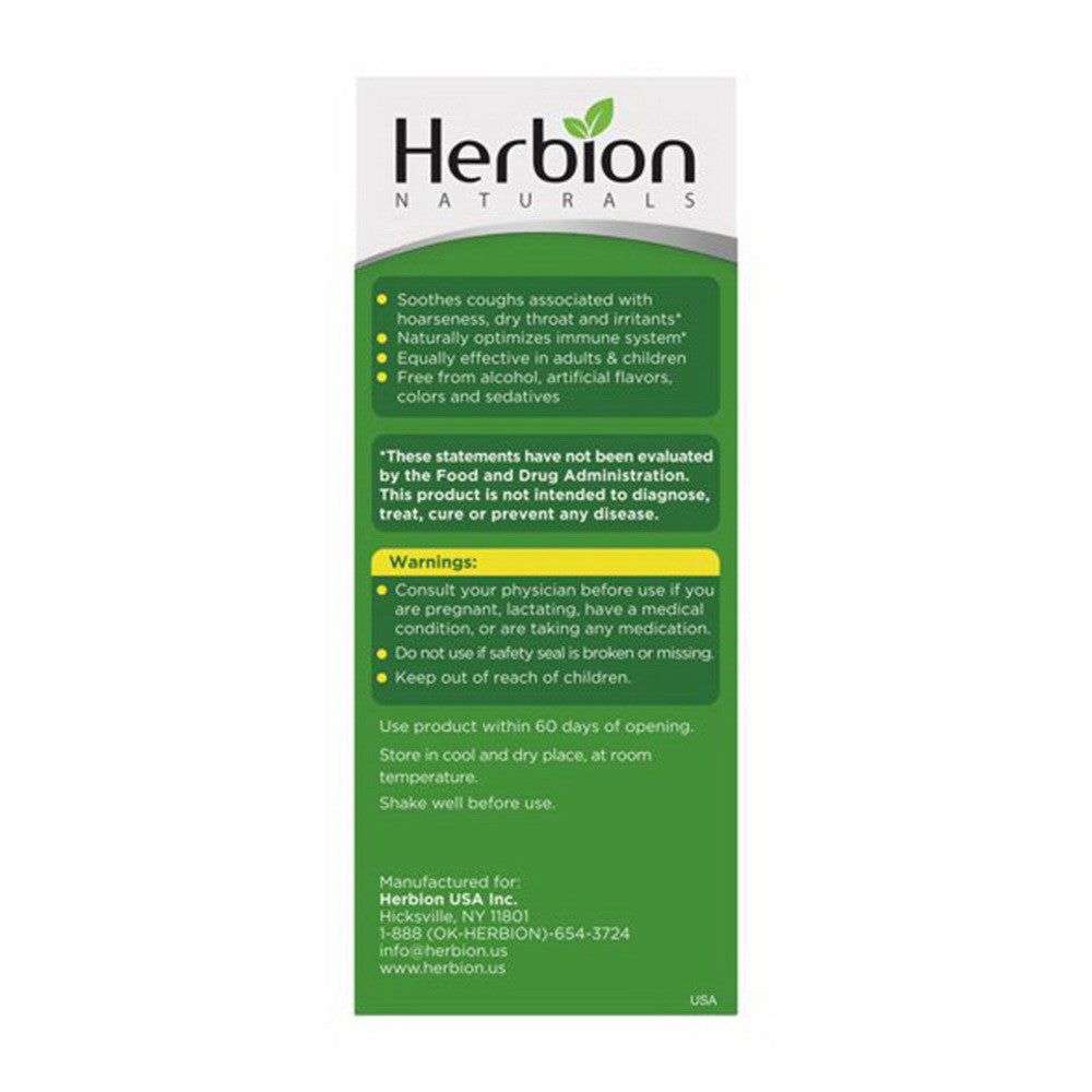 Herbion Naturals Sugar Free Cough Syrup with Stevia, 5 Oz