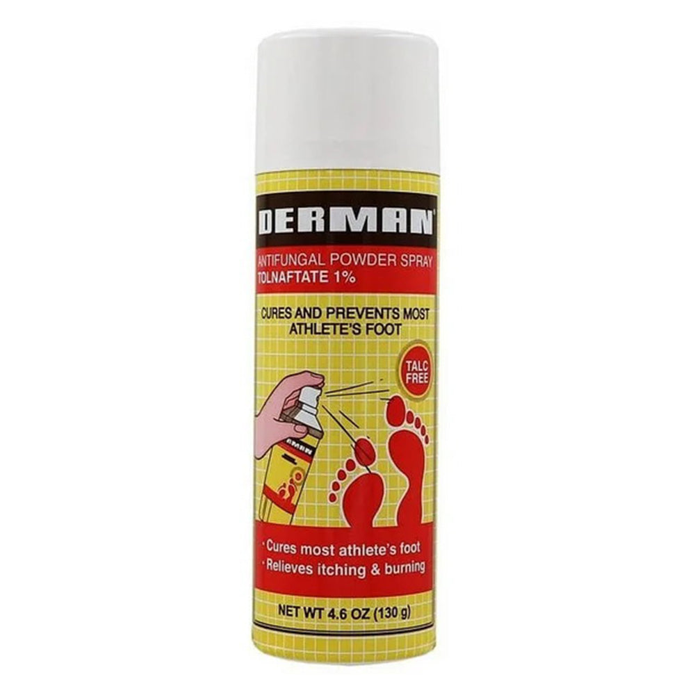 Derman Anti-Fungal Foot Powder Spray Talc Free 4.6Oz (130g)