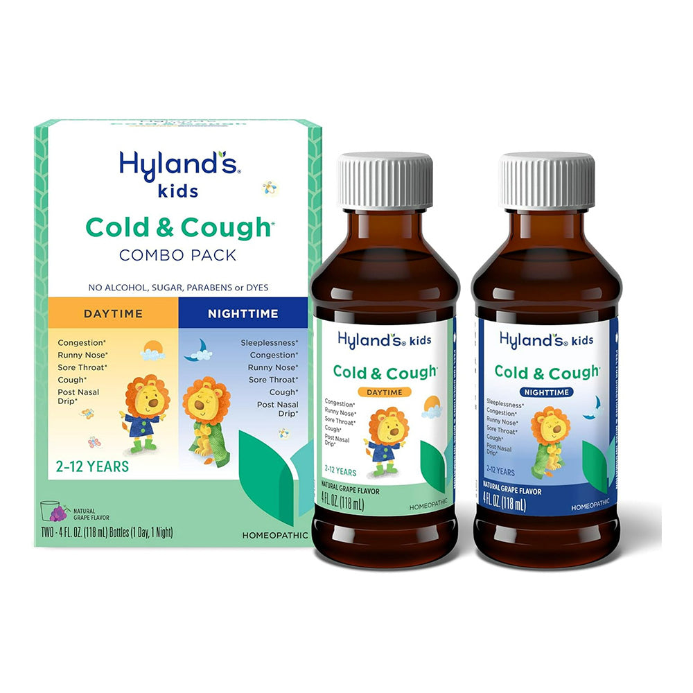 Hylands Kids Day and Night Grape Syrup for Cold and Cough Relief 4Oz (118ml) 2Ea