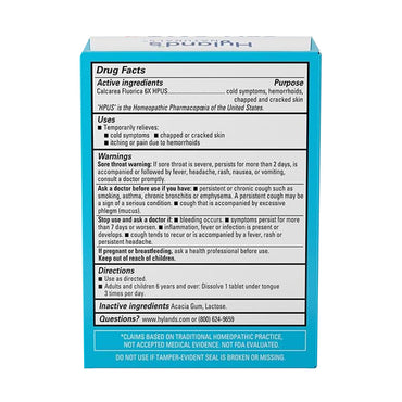 Hylands Naturals Cell Salt No 1 Calc Fluor 6X Tablets, Natural Relief of Colds, 100 Ct
