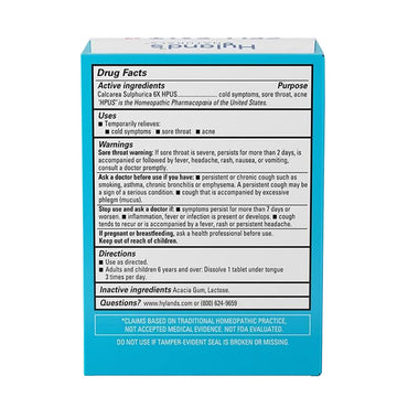 Hylands Naturals Cell Salt No 3 Calc Sulph 6X Tablets, Cold Relief, 100 Ct
