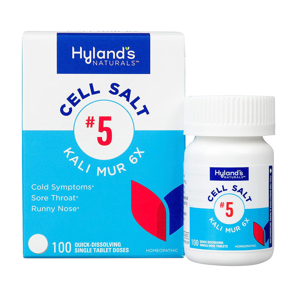 Hylands Naturals No 5 Cell Salt Kali Mur 6X Tablets, Cold and Sore Throat Relief Medicine , 100 Ct