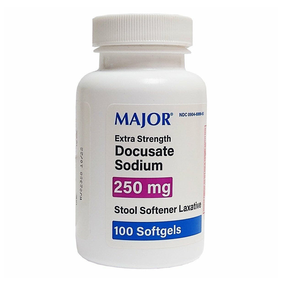 Major Extra Strength Docusate Sodium 250mg Stool Softener Laxative, 100 Ea