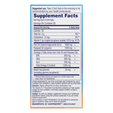 Thera Tears Eye Nutrition Omega-3 Supplement With Vitamin E, Capsules - 90 Ea