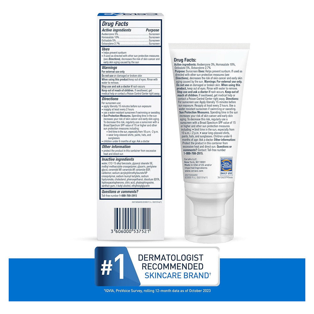 CeraVe Ultra-Light Face Lotion Moisturizer with Sunscreen, SPF 30, 1.7 Oz