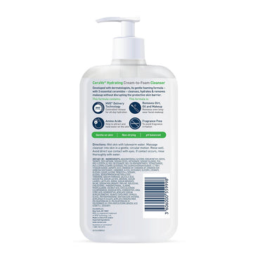 CeraVe Hydrating Cream-to-Foam Face Cleanser, 12 Oz