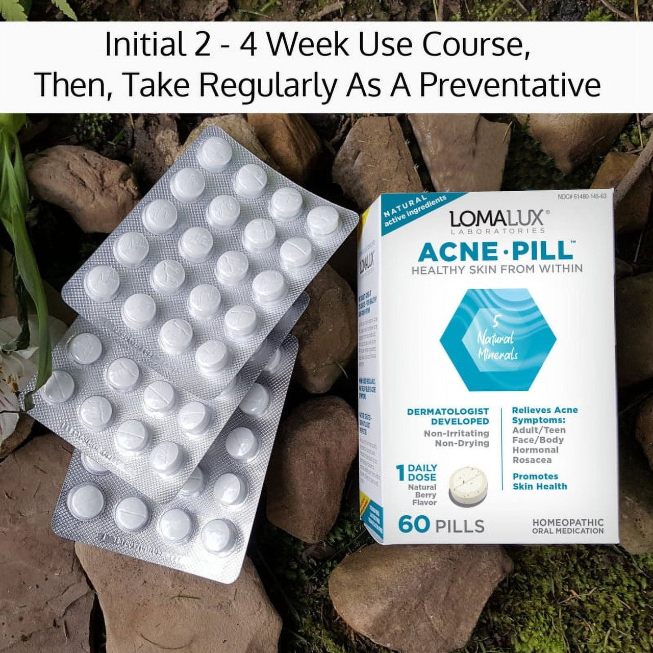 Lomalux Laboratories Acne Pill Homeopathic Oral Medication Pills, 60 Ea