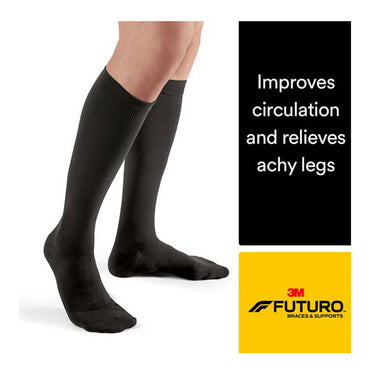 Futuro Mens Dress Socks for Men, Medium, Firm Compression, Black, 1 Pair