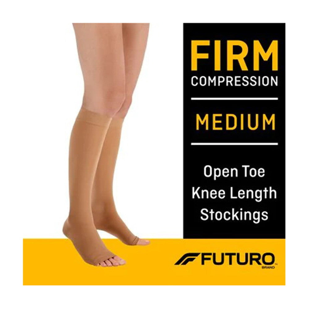 Futuro Open Toe/Open Heel Knee Length Stocking, Beige, Medium, 1 pr