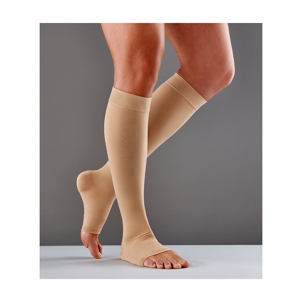 Futuro Therapeutic Support, Firm Compression Knee High, Open Toe, Beige, Medium - 1 Ea