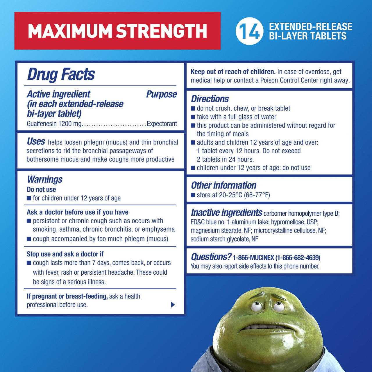 Mucinex Maximum Strength Extended-Release Bi-Layer Tablets - 14 Ea