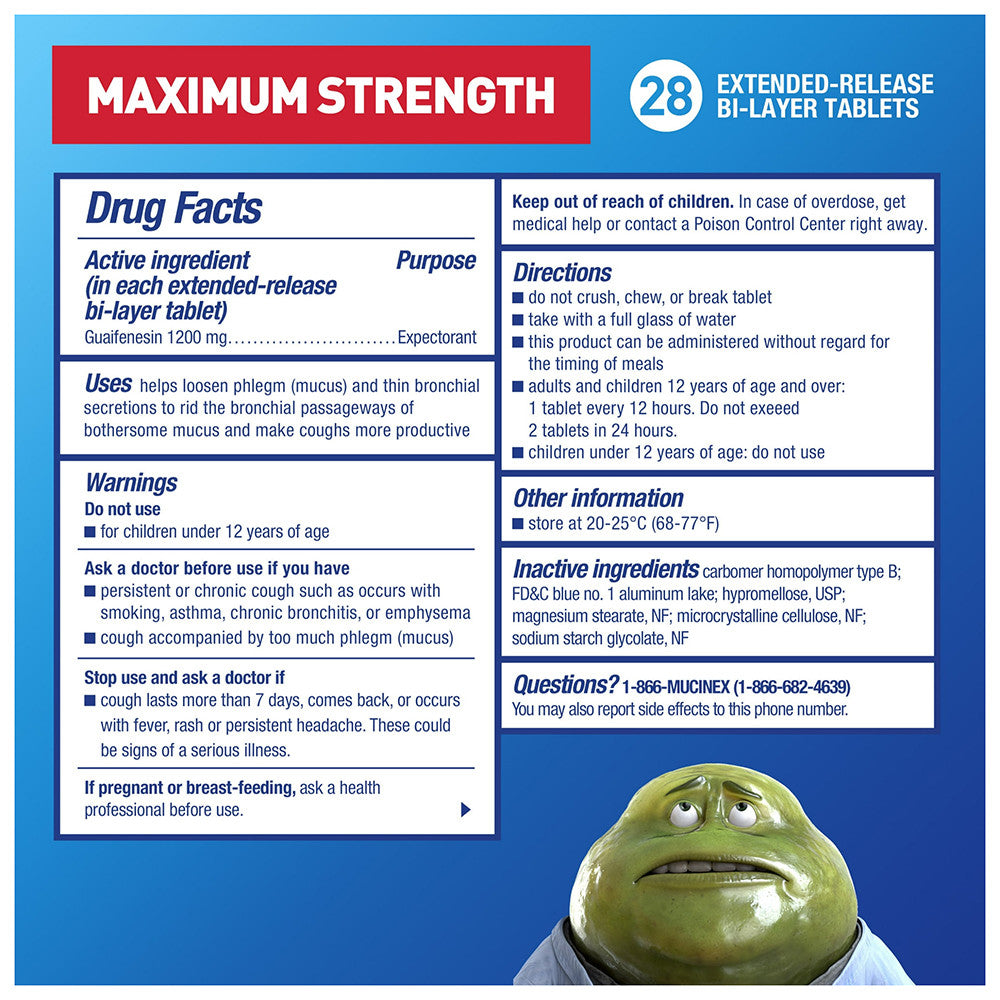 Mucinex Expectorant Maximum Strength 1200 Mg, Tablets - 28 Ea