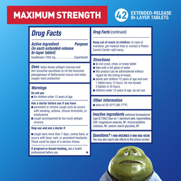 Mucinex Maximum Strength 12-Hour Chest Congestion Expectorant Tablets, 42 Ea