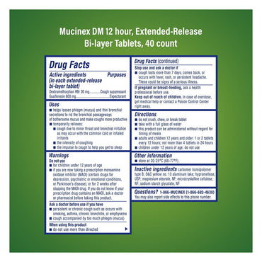 Mucinex Dm Guaifenesin Cough Suppressant Extended Release Tablets, 600 Mg, 40 Ea