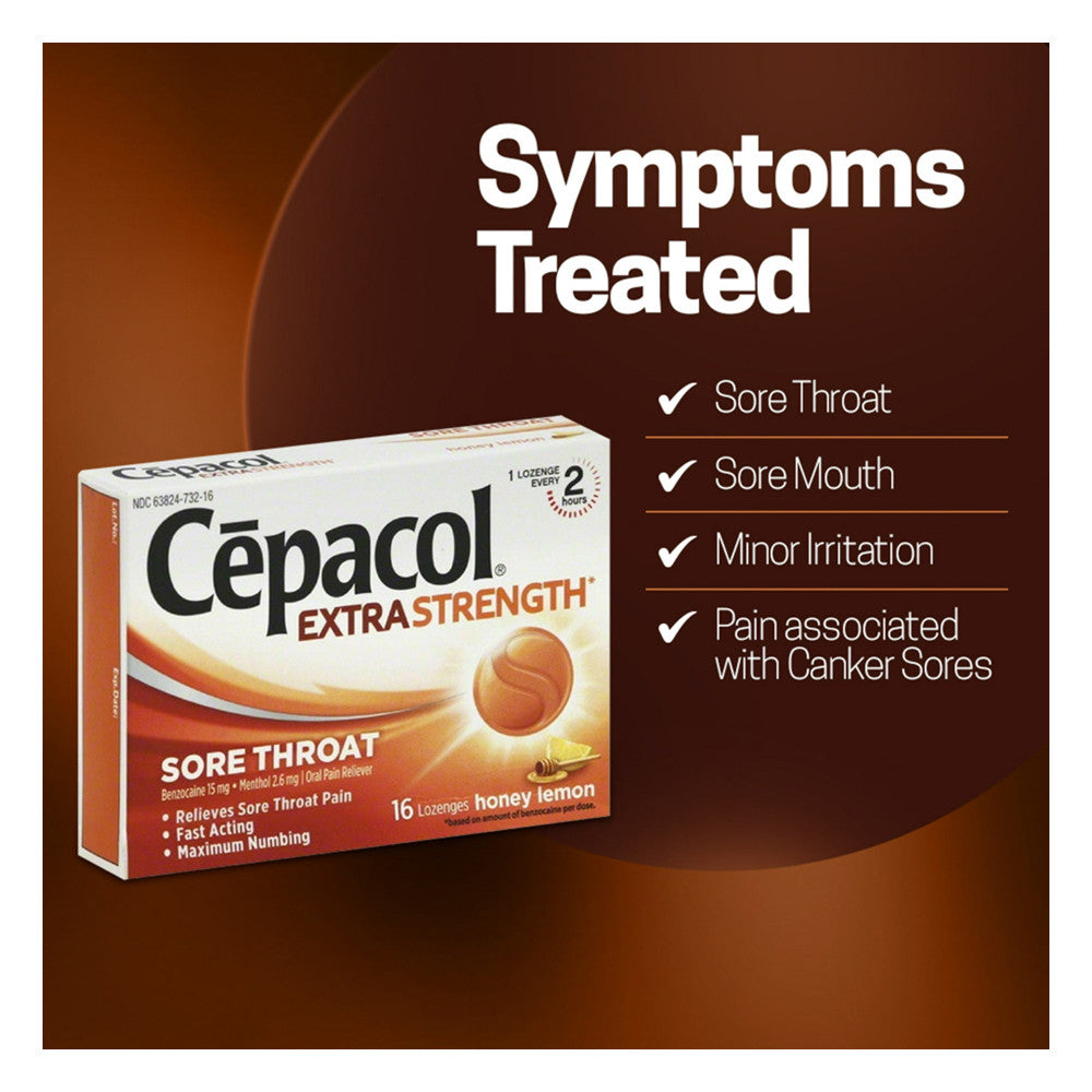 Cepacol Sore Throat Maximum Strength Numbing Lozenges With Honey Lemon, 16 Ea