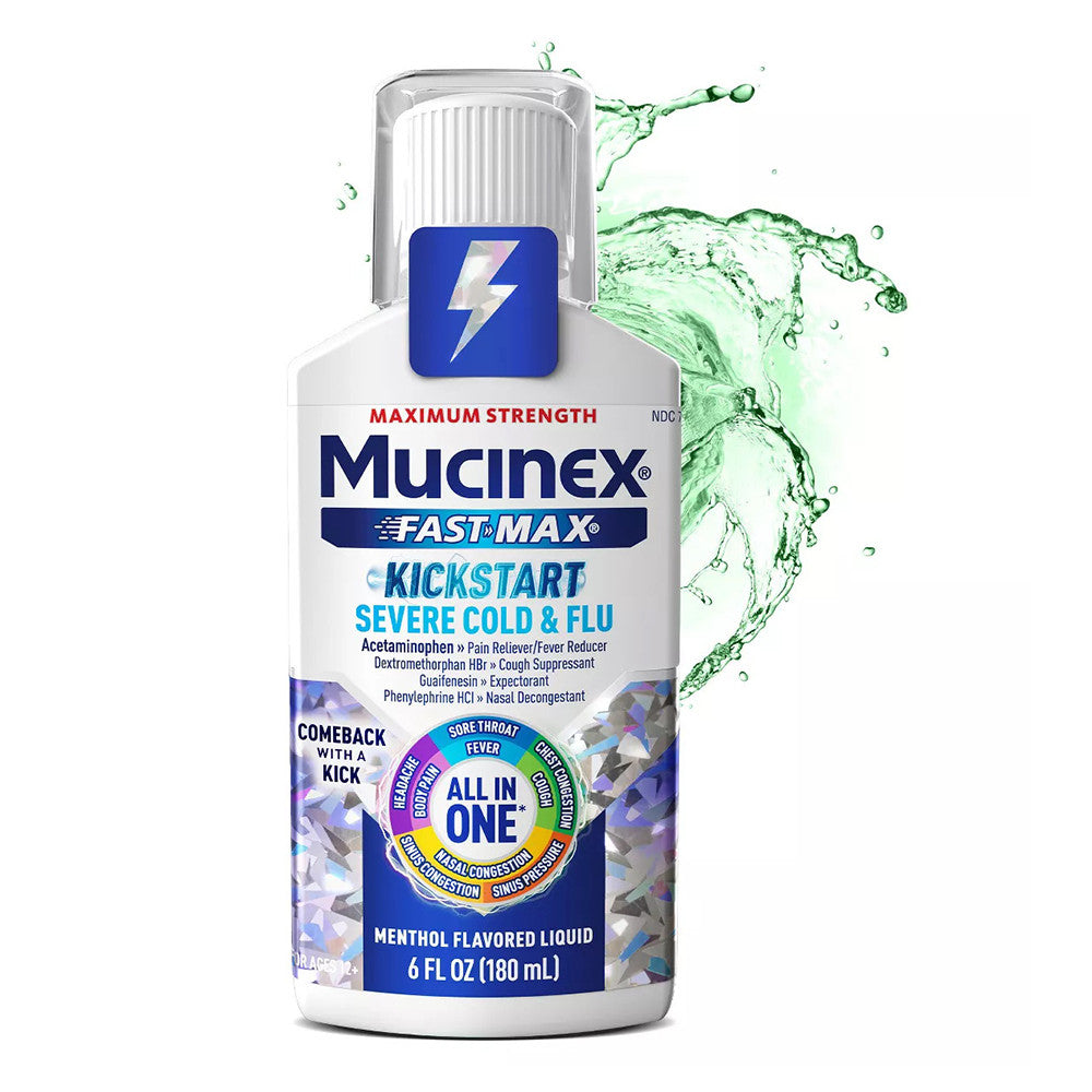 Mucinex Fast Max Kickstart Severe Cold and Flu Medicine, Menthol Flavor, 6 Oz