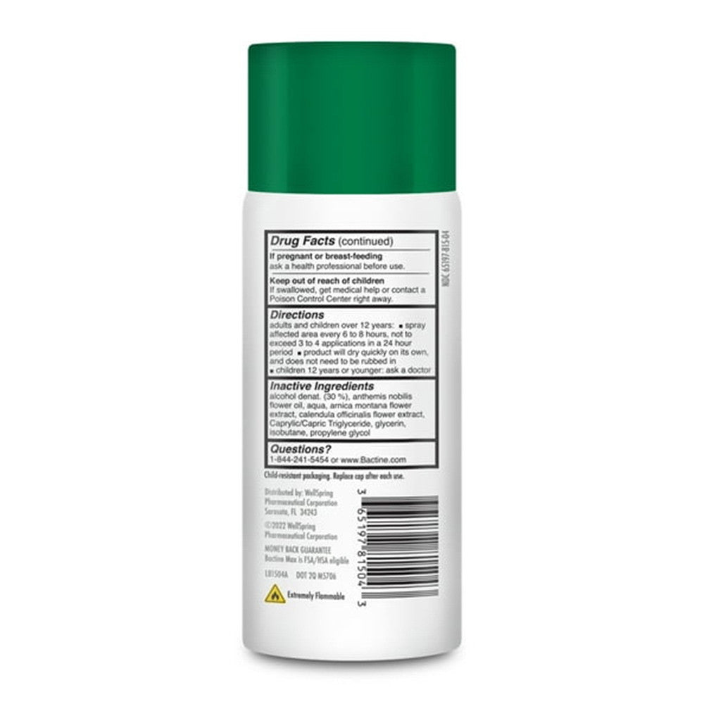 Bactine Max Pain Relief Dry Spray with Lidocaine, 4 Oz