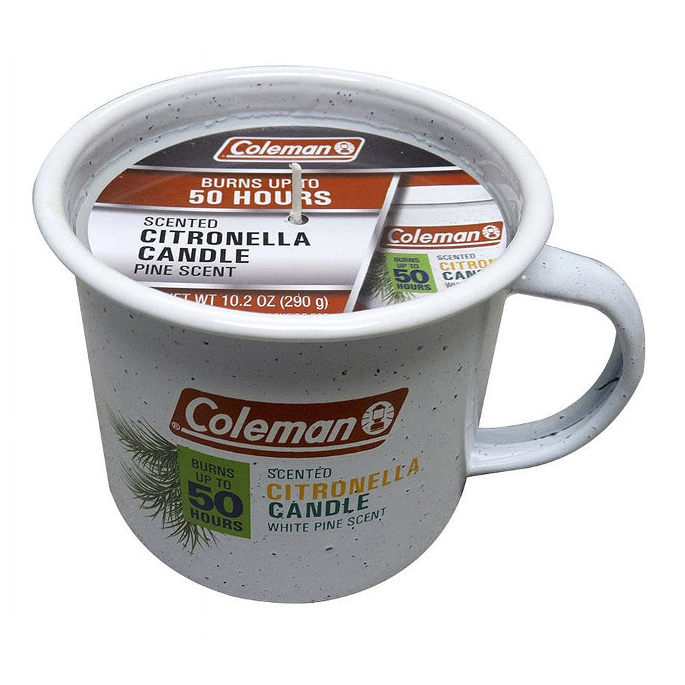 Coleman Retro Logging Citronella White Mug Candle with Pine Scent, 50 Hours, 6 Oz, 6 Pack
