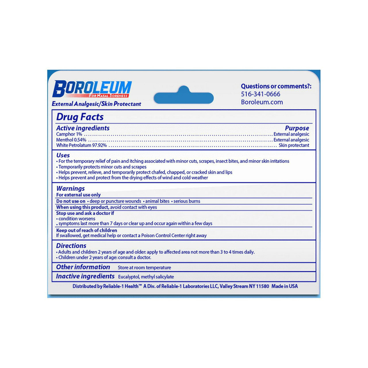 Boroleum Menthol Camphor Nasal Soothing White Ointment, 0.6 Oz