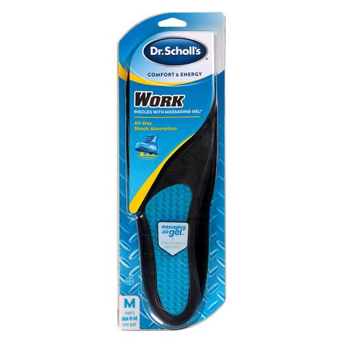 Dr Scholls Comfort and Energy Work Insoles with Massaging Gel for Men Pair Size 8 to 14 Reliable Long Lasting Comfort Odor Control 1Ea