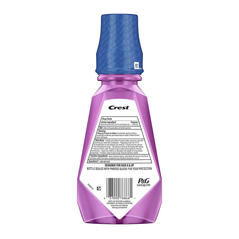 Crest Kids Anti Cavity Alcohol Free Fluoride Rinse, Strawberry Rush, 16.9 Oz