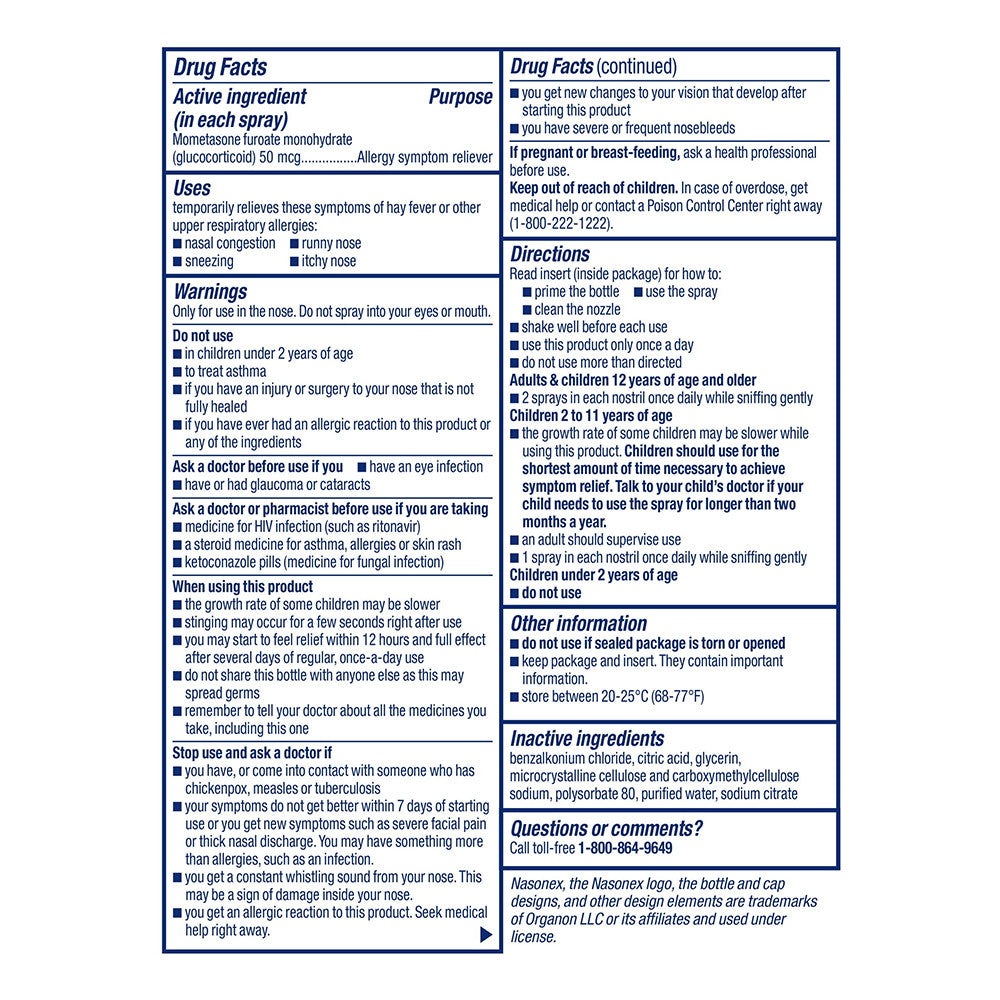 Childrens Nasonex 24 Hour Allergy Nasal Spray, Non-Drowsy Relief for Kids, 30 Ea, 0.25 Oz
