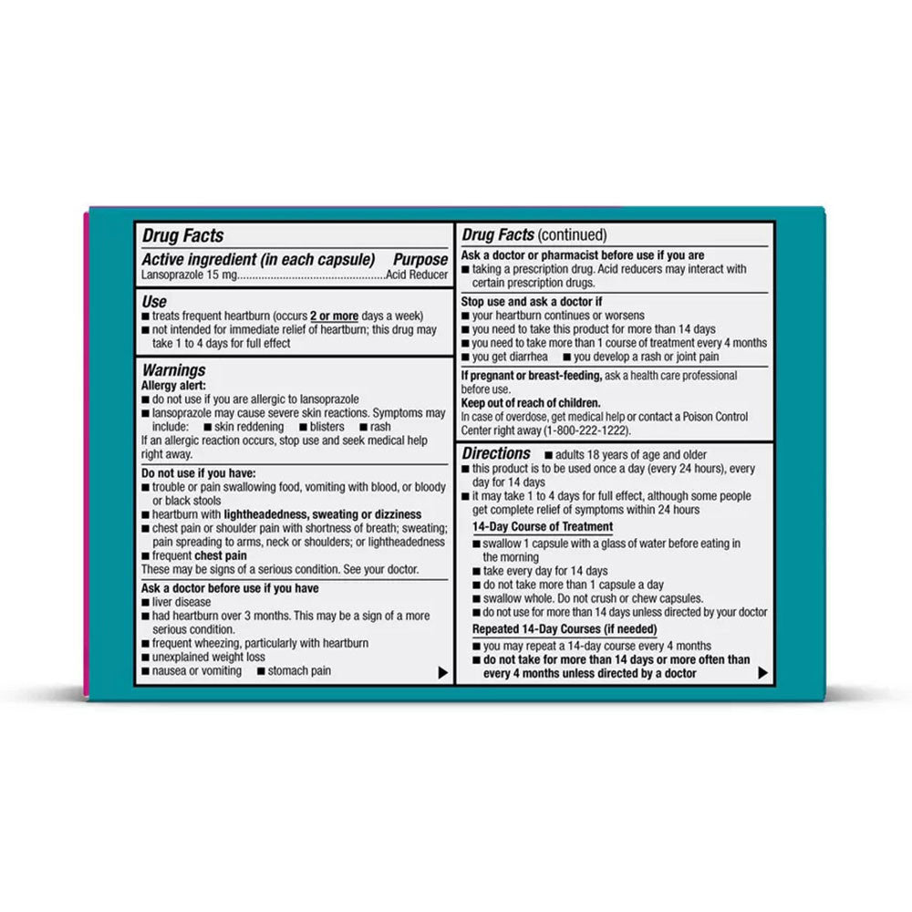 Prevacid 24 Hours Acid And Delayed Release 15 Mg For Heartburn Relief Capsules, 42 Ea