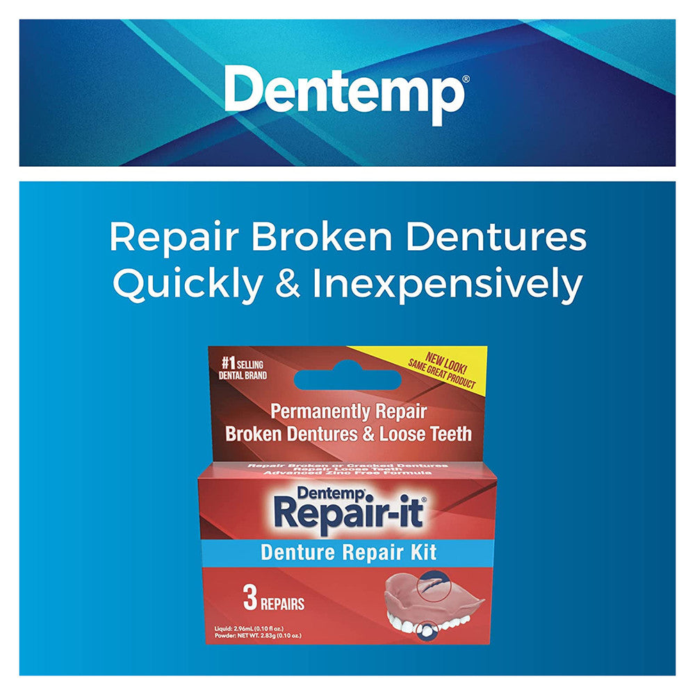 Dentemp Repair It Advanced Formula Denture Repair Kit, Repairs, 3 Ea